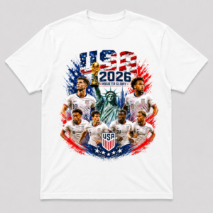 USA 2026 Soccer Graphic T-Shirt, Road To Glory Patriotic Football Fan Tee, American Sports Team Shirt, Game Day Outfit